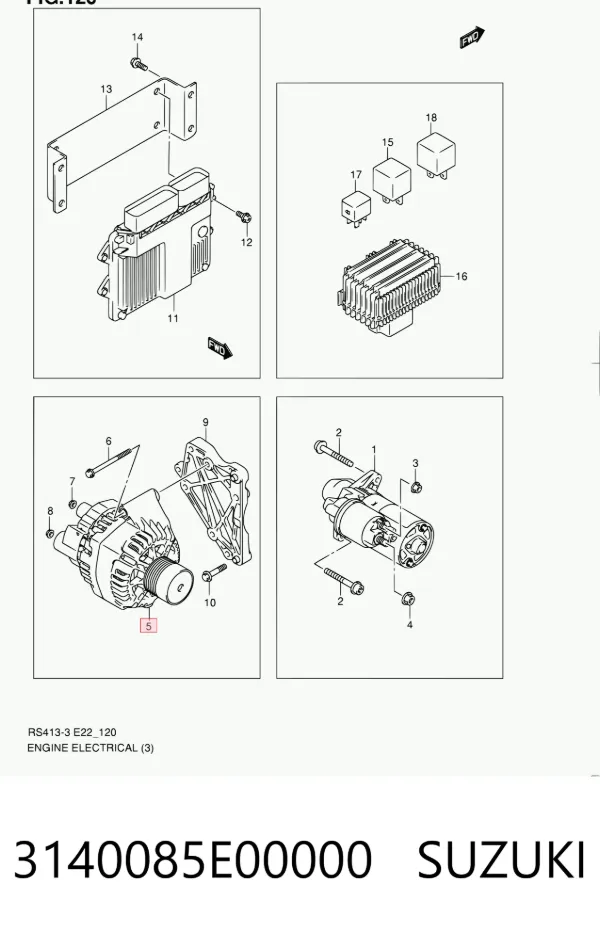 Alternator 3140085E00000 Suzuki