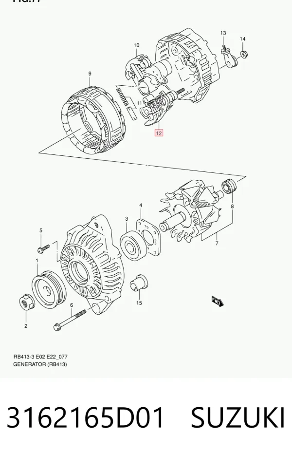 Mostek prostowniczy alternatora = Moster diodowy alternatora 3162165D01 Suzuki