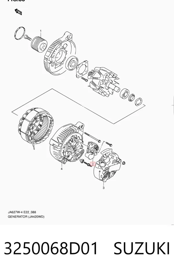 Regulator alternatora (przekaźnik ładowania) 3250068D01 Suzuki