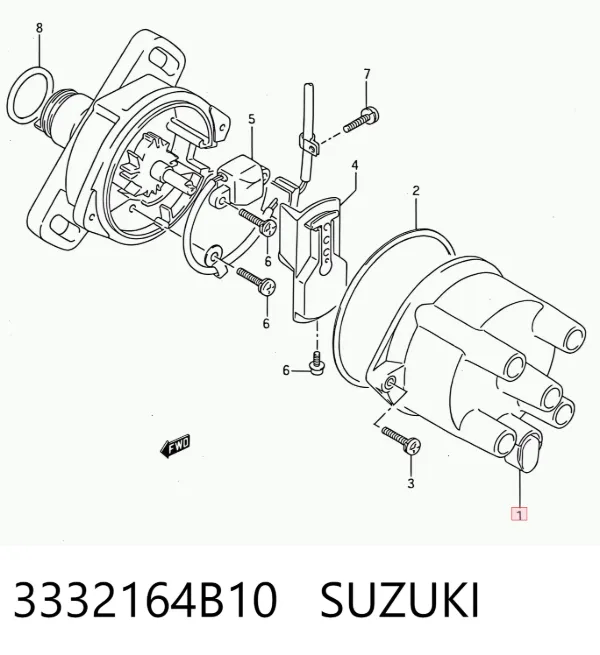 Kopułka rozdzielacza zapłonu 3332164B10 Suzuki