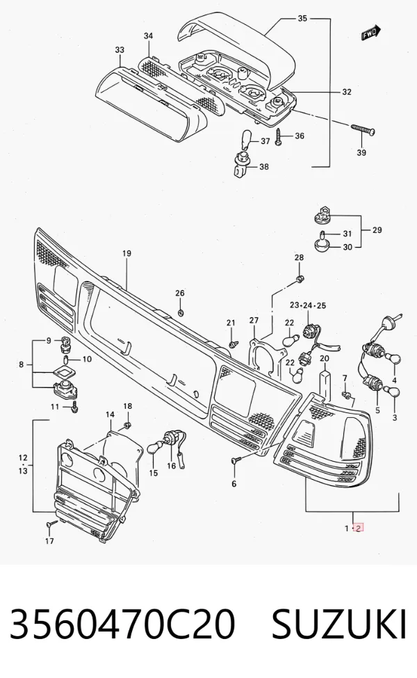 Lampa zespolona tylna lewa Suzuki Swift II
