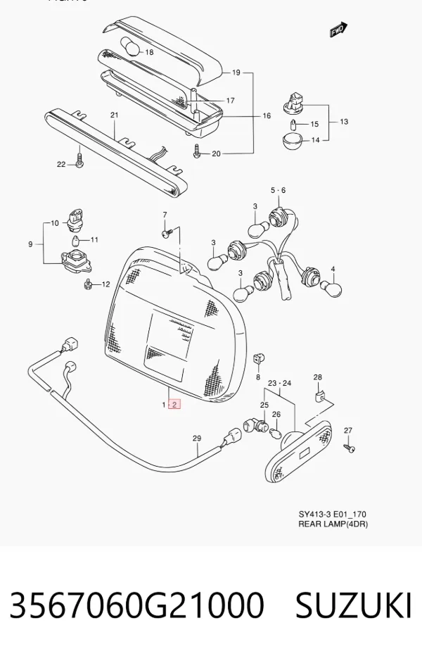 Lampa zespolona tylna lewa Suzuki Baleno EG