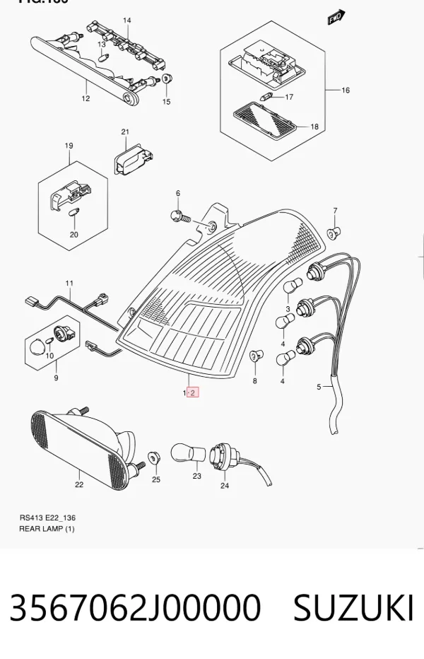 Lampa zespolona tylna lewa Suzuki Swift III