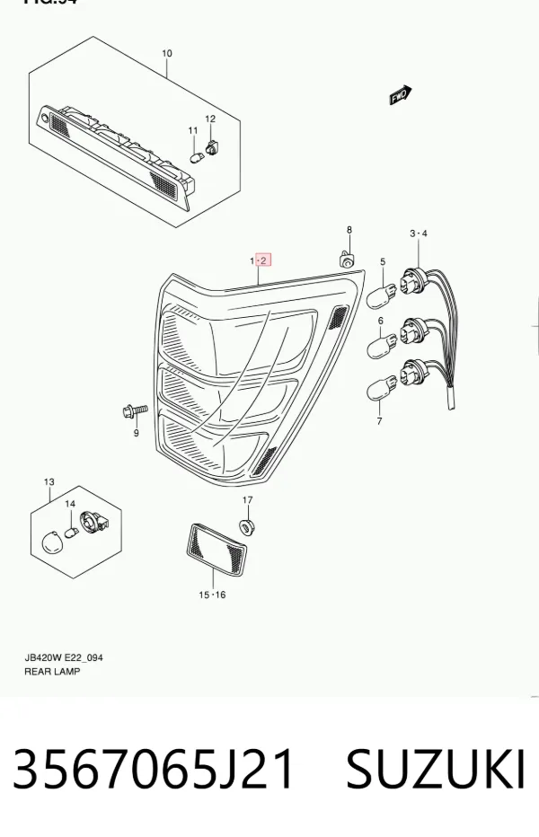 Lampa zespolona tylna lewa 3567065J21 Suzuki