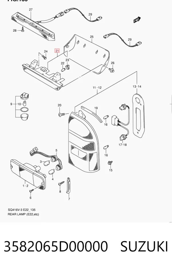 Lampa stop tylna dodatkowa Suzuki Grand Vitara FT, HT