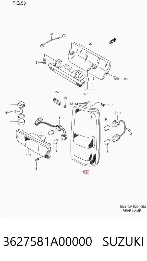 Lampa zespolona tylna lewa Suzuki Jimny SN, JB