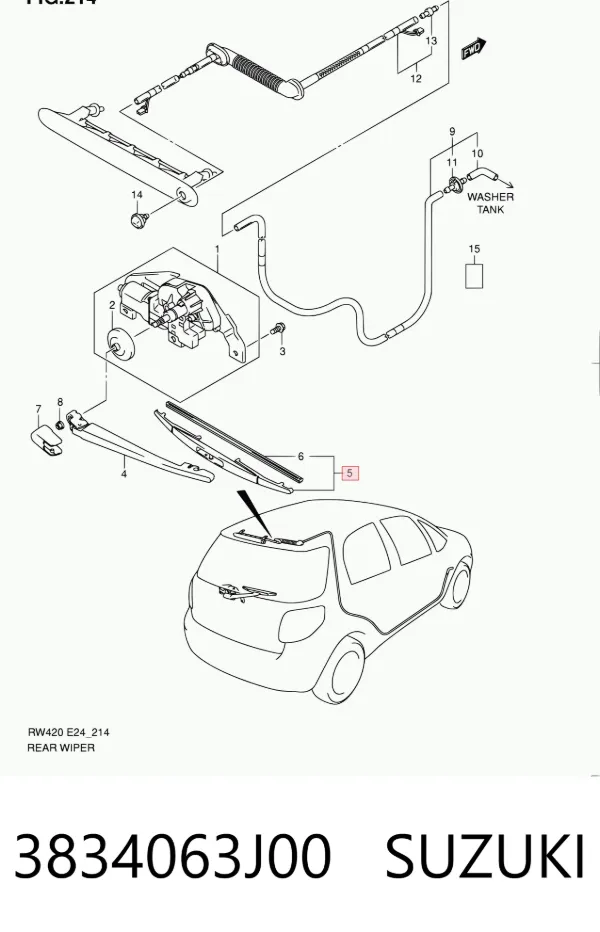 Pióro wycieraczki szyby tylnej 3834063J00 Suzuki