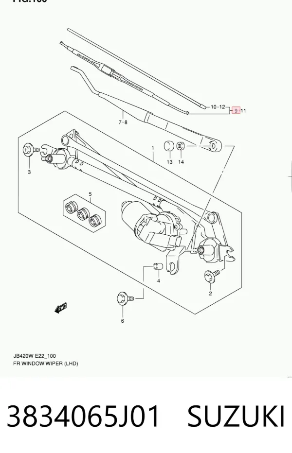 Pióro wycieraczki szyby przedniej pasażera 3834065J01 Suzuki