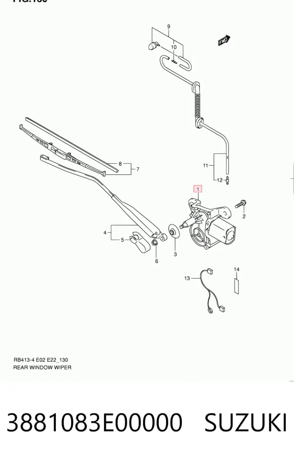 Silniczek wycieraczki tylnej szyby Opel Agila A