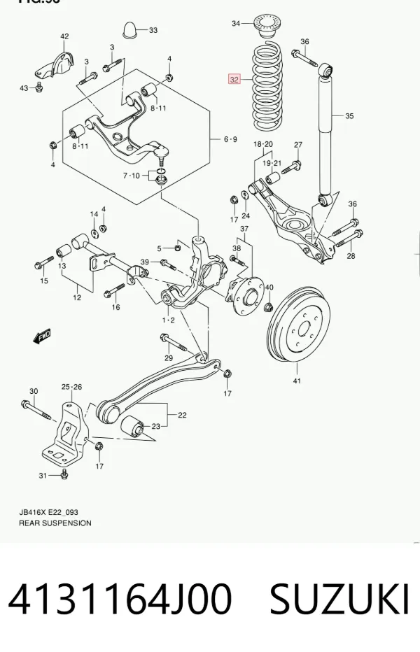 Sprężyna tylna 4131164J00 Suzuki