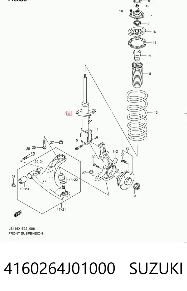 Amortyzator przedni lewy 4160264J01000 Suzuki