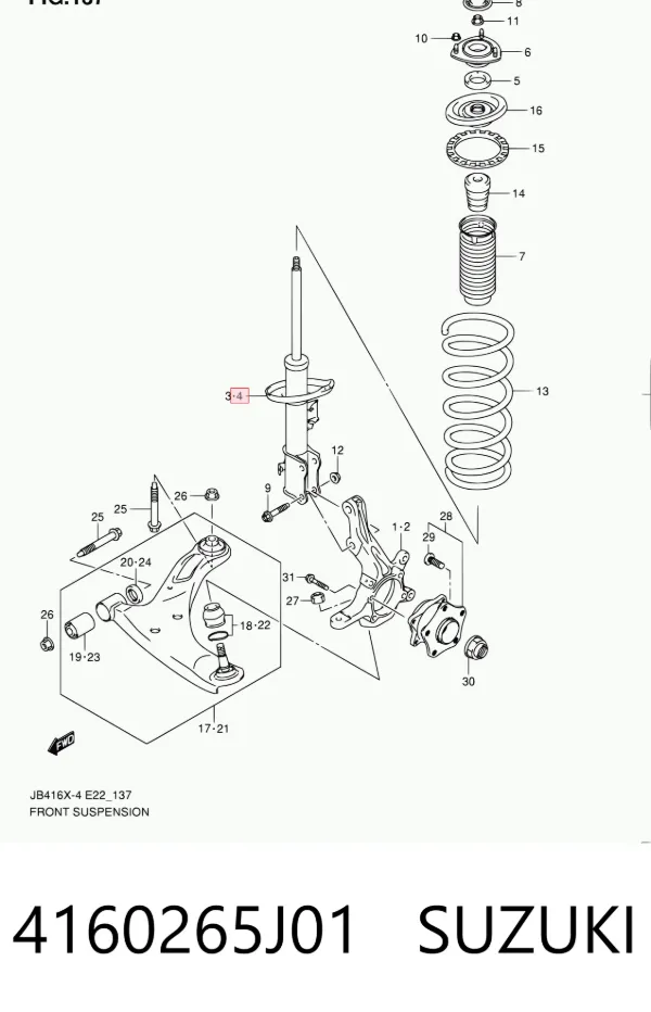 Amortyzator przedni lewy 4160265J01 Suzuki