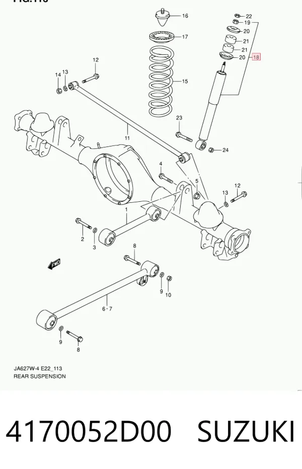 Amortyzator tylny 4170052D00 Suzuki