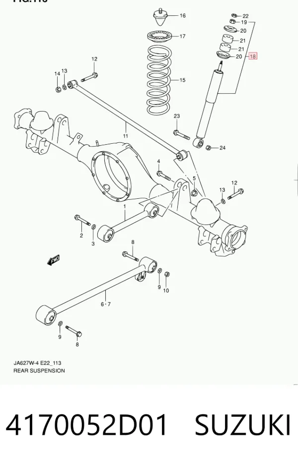 Amortyzator tylny 4170052D01 Suzuki