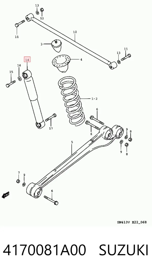 Amortyzator tylny 4170081A00 Suzuki