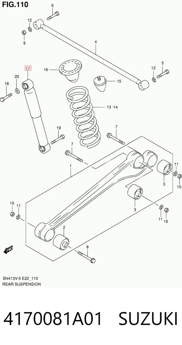 Amortyzator tylny 4170081A01 Suzuki