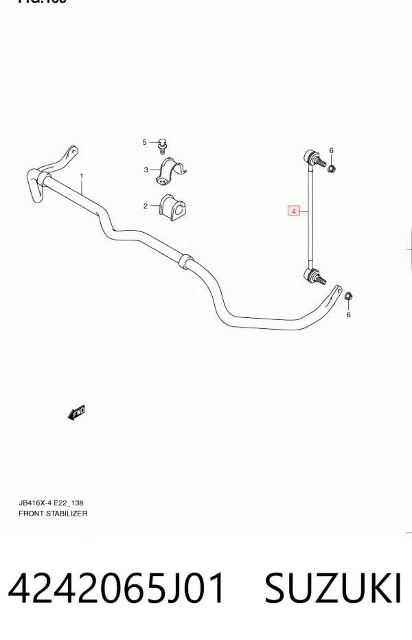 Łącznik stabilizatora przedniego 4242065J01 Suzuki