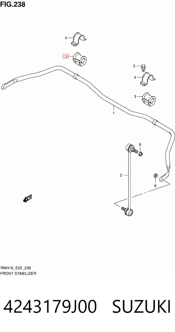 Tuleja stabilizatora przedniego 4243179J00 Suzuki