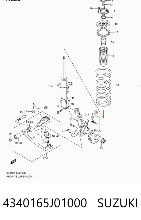 Piasta przednia 4340165J01000 Suzuki
