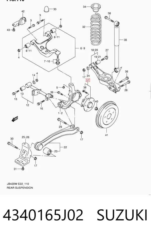Piasta przednia 4340165J02 Suzuki