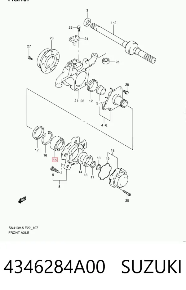 Łożysko piasty przedniej 4346284A00 Suzuki