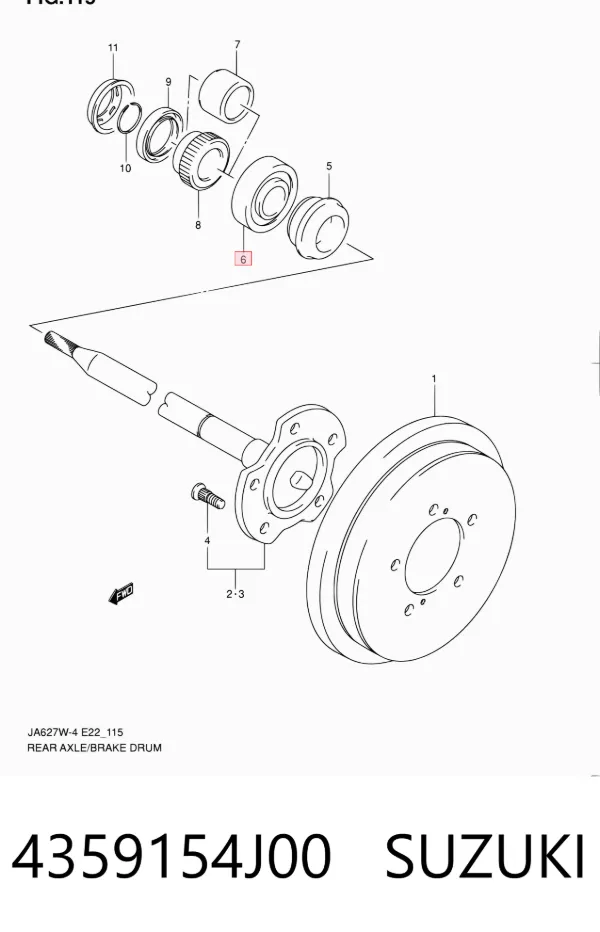 Łożysko zewnętrzne półosi tylnego mostu 4359154J00 Suzuki