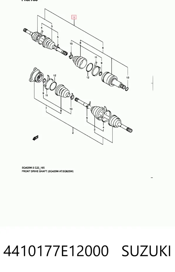 Półoś napędowa przednia prawa Suzuki Grand Vitara FT, HT