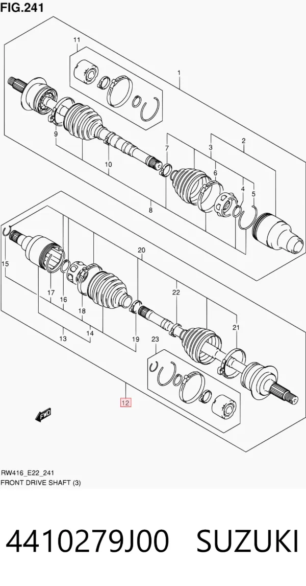 Półoś napędowa przednia lewa 4410279J00 Suzuki