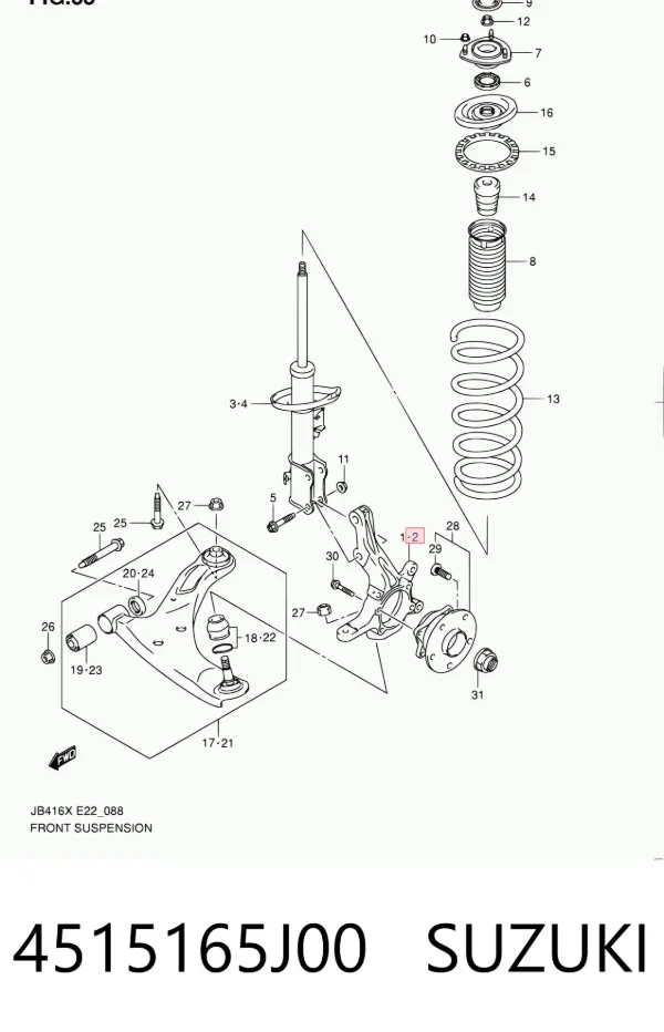 Czop (zwrotnica) przedni lewy 4515165J00 Suzuki