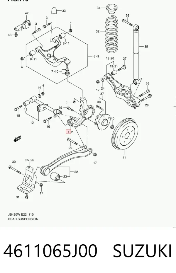 Czop (zwrotnica) tylny prawy 4611065J00 Suzuki