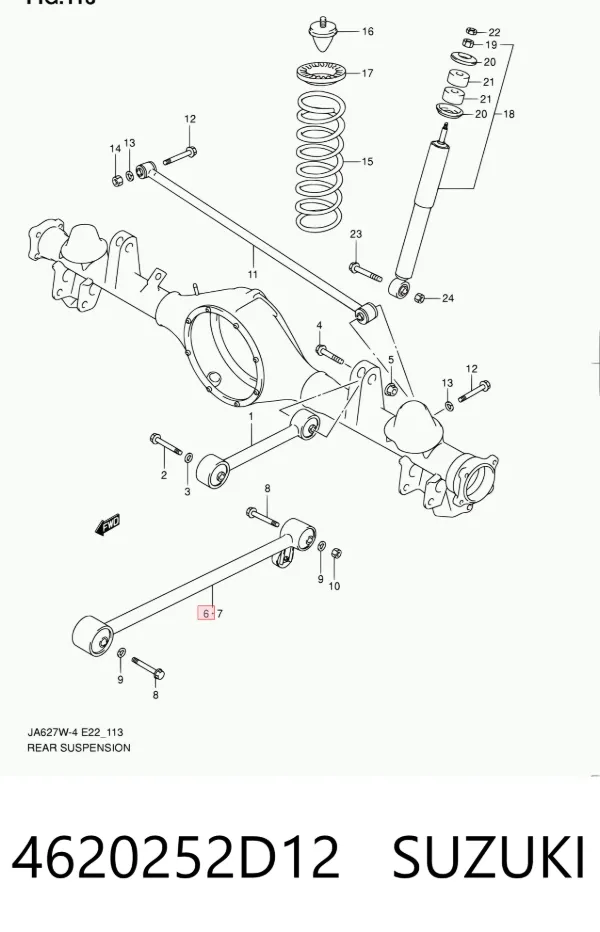 Silentblock wahacza podłużnego tylnego dolnego 4620252D12 Suzuki