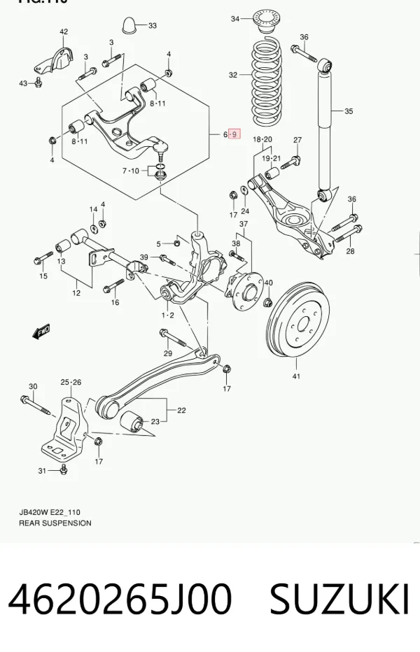 Wahacz zawieszenia tylnego górny lewy 4620265J00 Suzuki