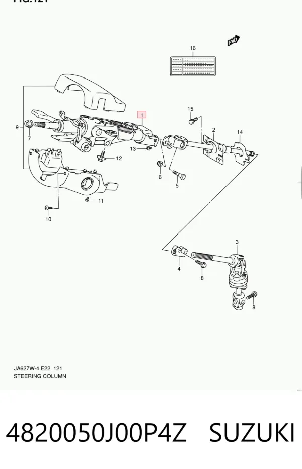 Kolumna (wał) kierownicza (kierownicy) Suzuki Grand Vitara FT, HT