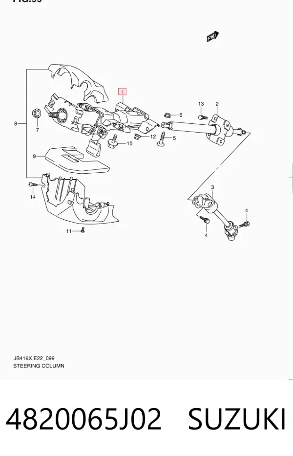 Kolumna (wał) kierownicza (kierownicy) Suzuki Grand Vitara JB