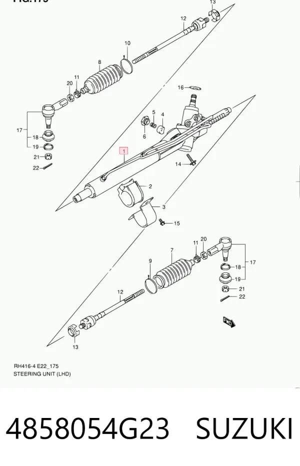 Listwa kierownicza (maglownica) 4858054G23 Suzuki