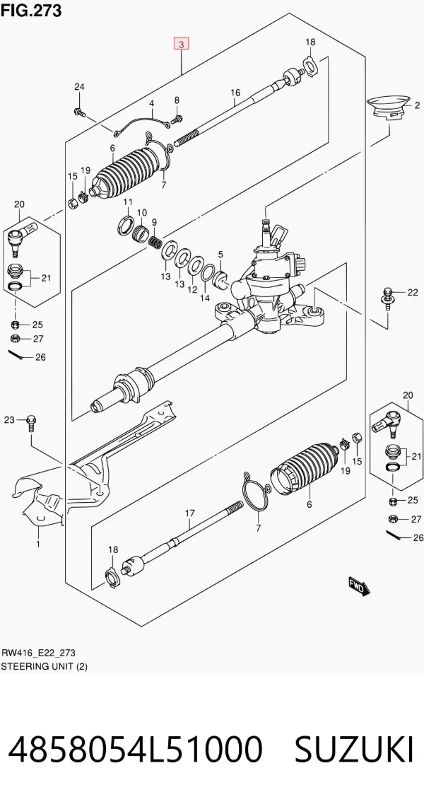 Listwa kierownicza (maglownica) 4858054L51000 Suzuki