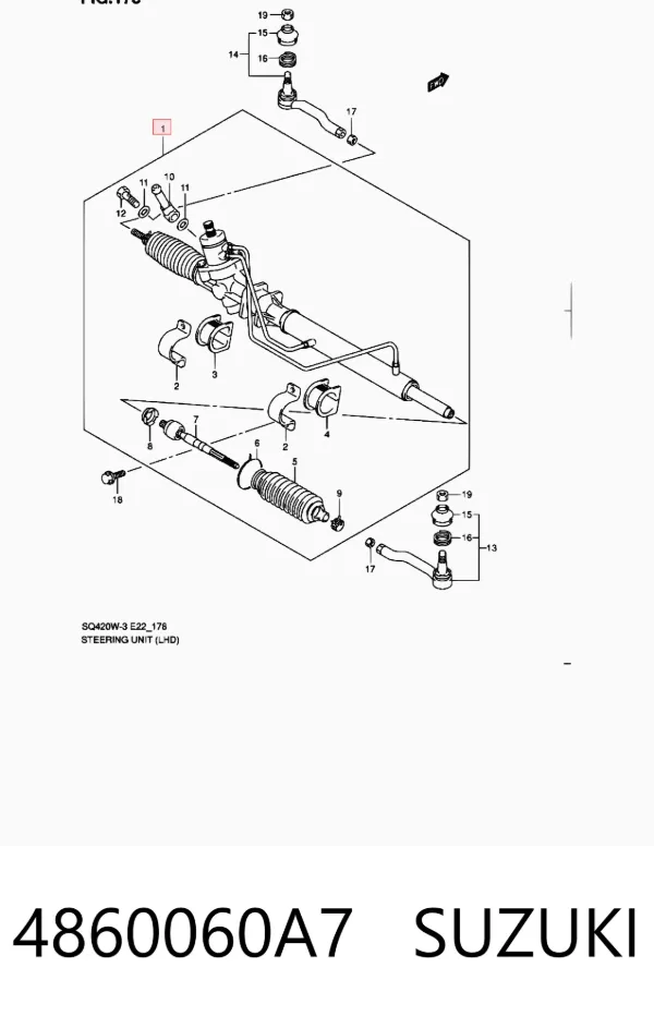 Listwa kierownicza (maglownica) 4860060A7 Suzuki