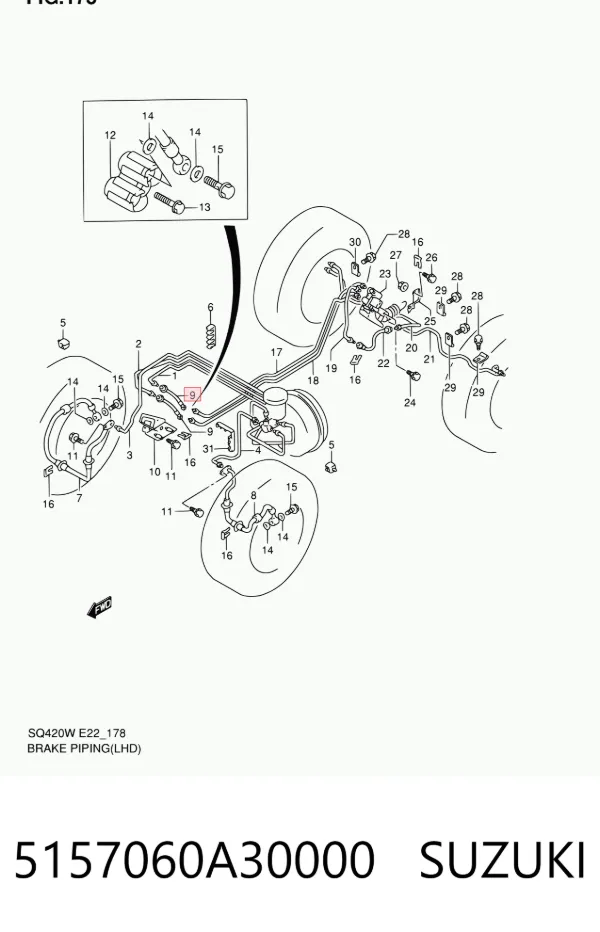 Przewód hamulcowy przedni 5157060A30000 Suzuki