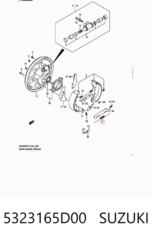 Zestaw montażowy szczęk hamulcowych tylnych 5323165D00 Suzuki