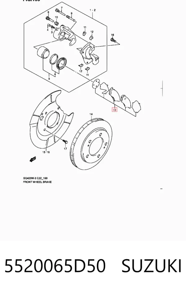 Klocki hamulcowe przednie tarczowe 5520065D50 Suzuki