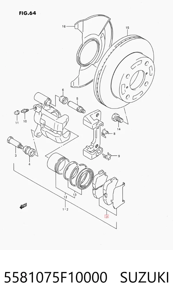 Klocki hamulcowe przednie tarczowe 5581075F10000 Suzuki