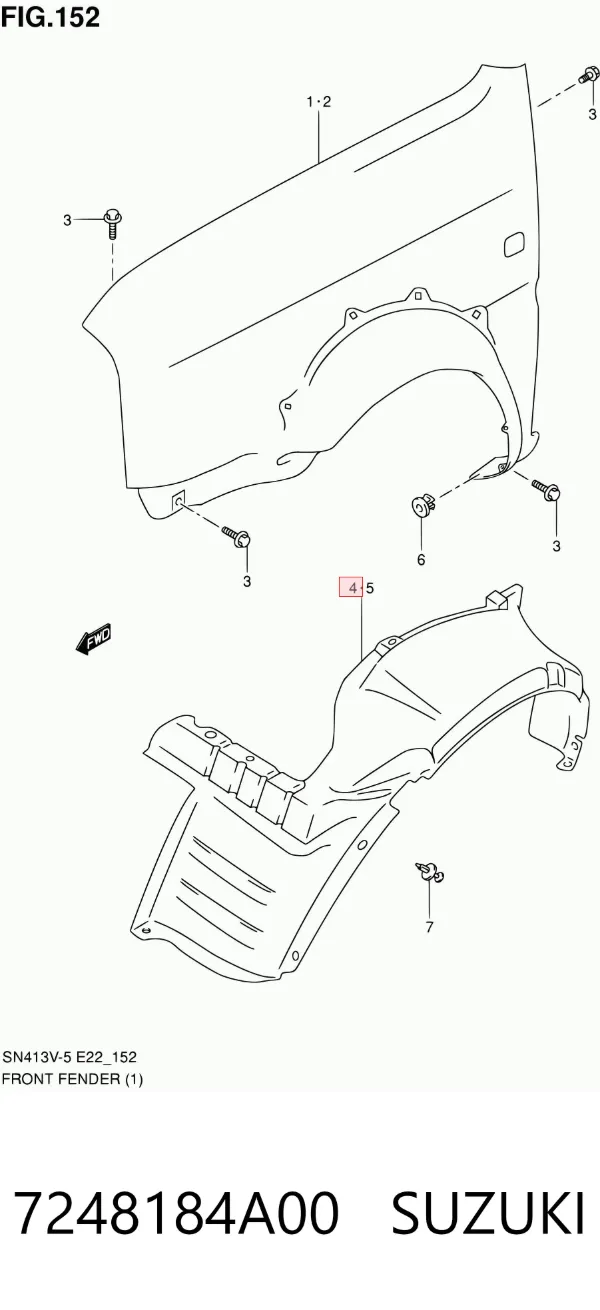 Nadkole błotnika przedniego prawe Suzuki Jimny FJ