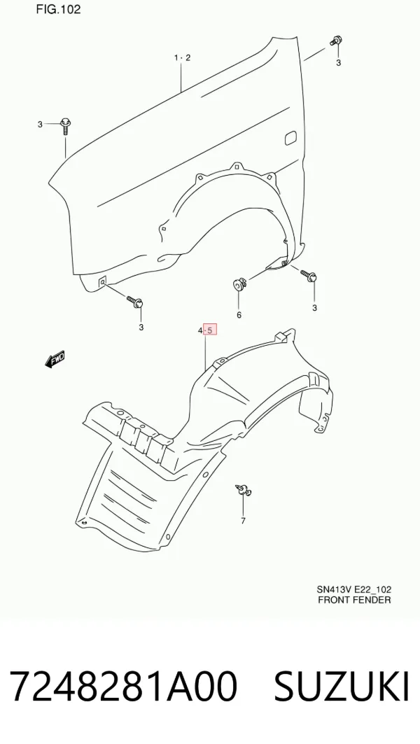 Nadkole błotnika przedniego lewe Suzuki Jimny FJ