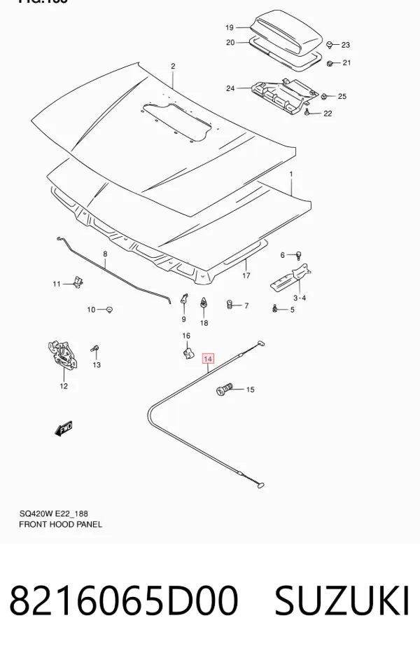 Linka otwierania maski Suzuki Grand Vitara FT, HT
