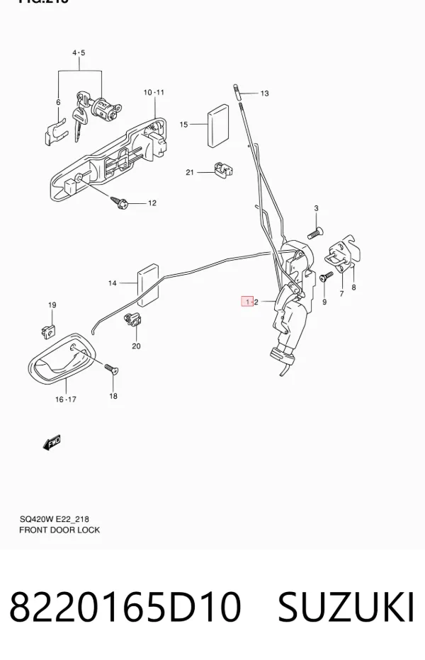 Zamek drzwi przednich prawych Suzuki Grand Vitara FT, HT