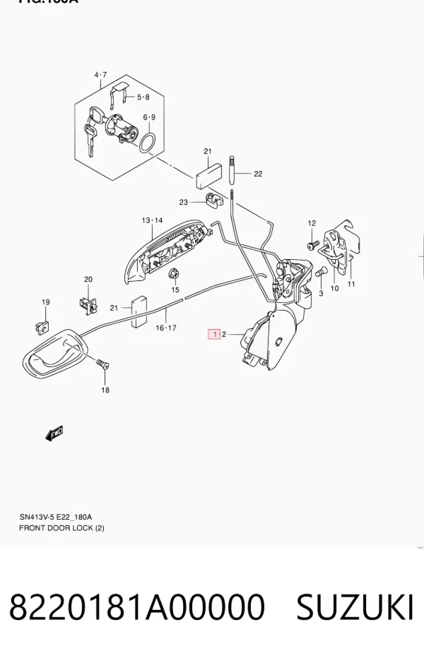Zamek drzwi przednich prawych Suzuki Jimny FJ