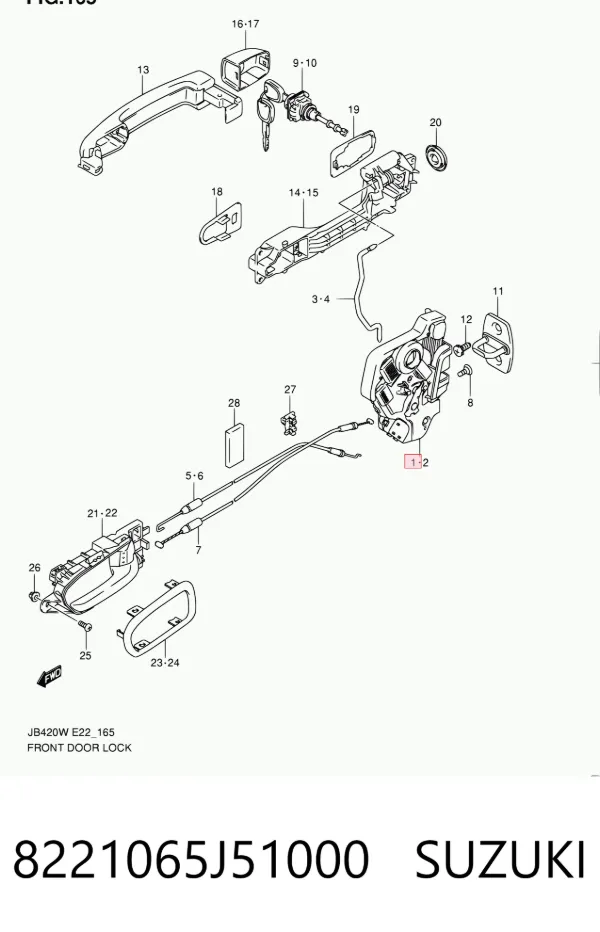 Zamek drzwi przednich prawych Suzuki Grand Vitara JB