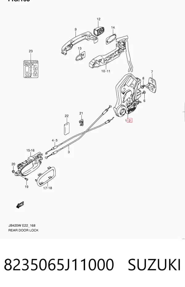 Zamek drzwi tylnych lewych Suzuki Grand Vitara JB