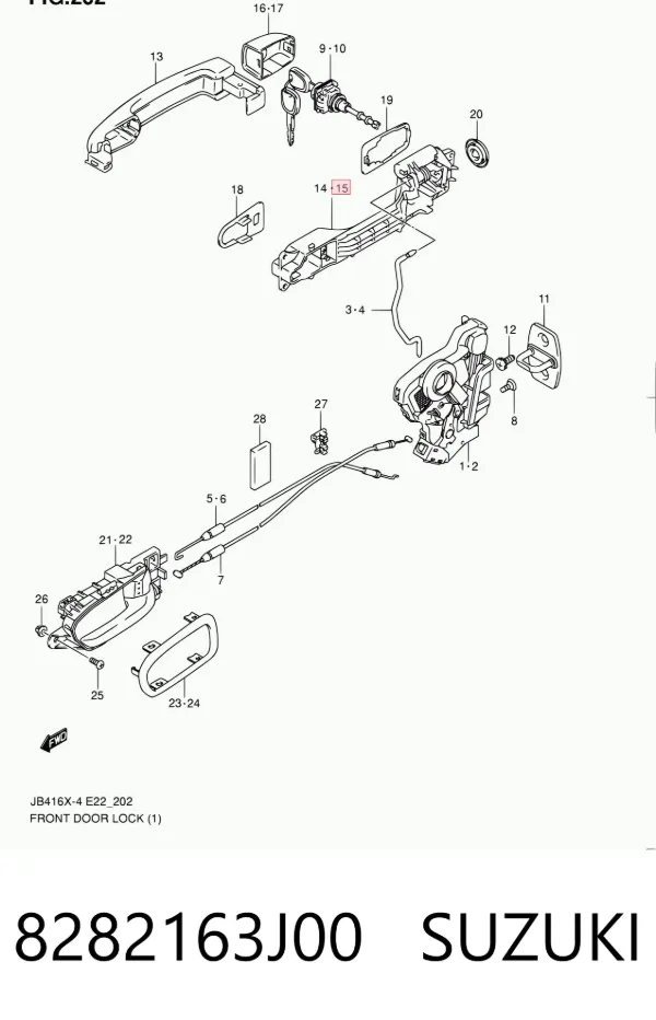Pałąk zewnętrznej klamki drzwi przednich lewej 8282163J00 Suzuki
