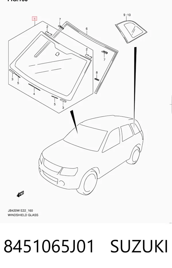 Szyba przednia 8451065J01 Suzuki